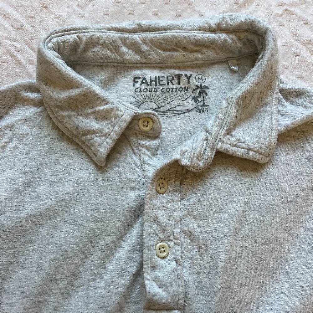Faherty Cloud Cotton Polo - Medium - White